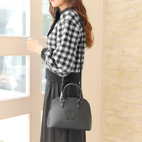 ラウンドシェイプ 2WAYミニトート(ブラック)