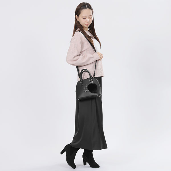 ラウンドシェイプ 2WAYミニトート(ブラック)