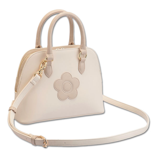 ラウンドシェイプ 2WAYミニトート（ライトベージュ）