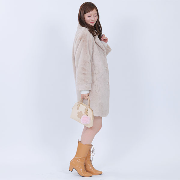 ラウンドシェイプ 2WAYミニトート(ライトベージュ)