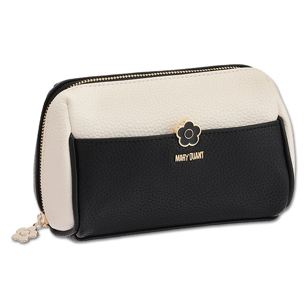 バイカラーエポデイジー オーバルポーチ（ブラック×ホワイト）