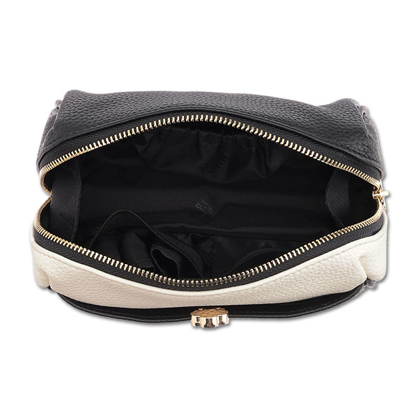 バイカラーエポデイジー オーバルポーチ(ブラック×ホワイト)