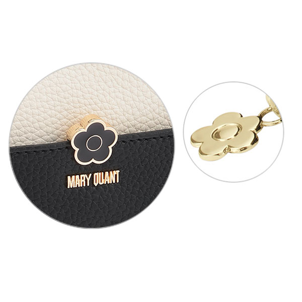 バイカラーエポデイジー ラウンドポーチ(ブラック×ホワイト)