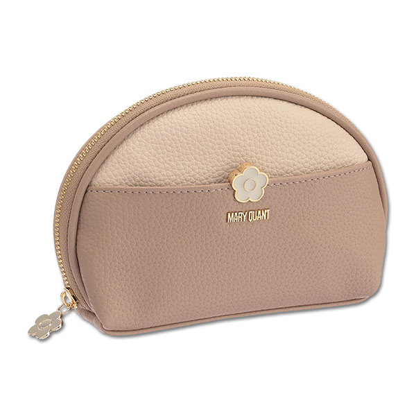 バイカラーエポデイジー ラウンドポーチ（ベージュ）