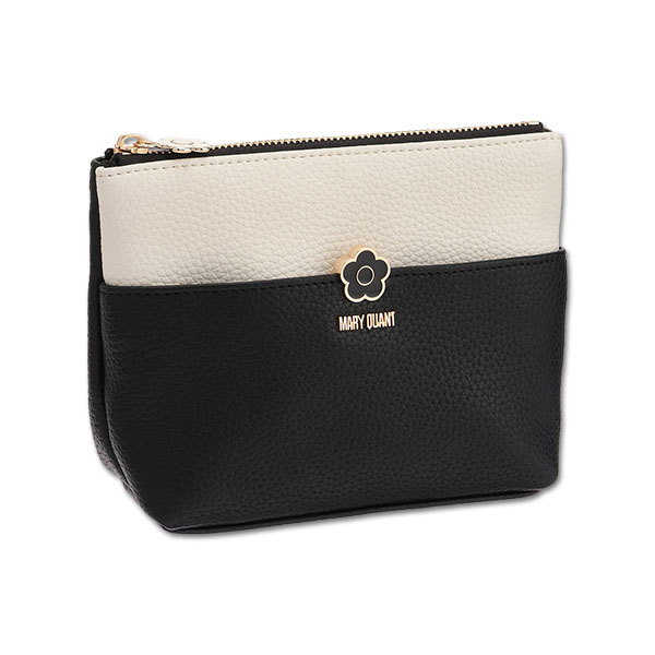 バイカラーエポデイジー 舟型ポーチミニ（ブラック×ホワイト）