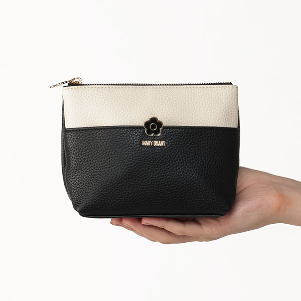 バイカラーエポデイジー 舟型ポーチミニ(ブラック×ホワイト)