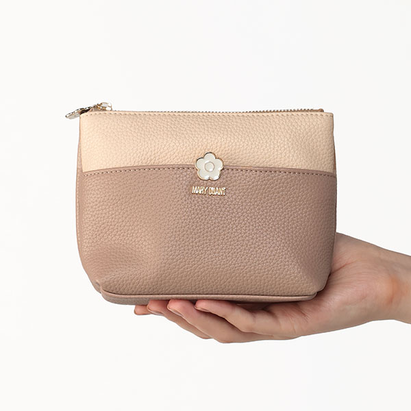 バイカラーエポデイジー 舟型ポーチミニ(ベージュ)