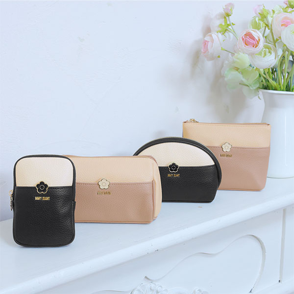 バイカラーエポデイジー 舟型ポーチミニ(ベージュ)