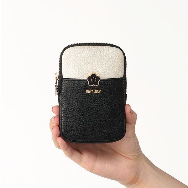 バイカラーエポデイジー リップポーチ(ブラック×ホワイト)