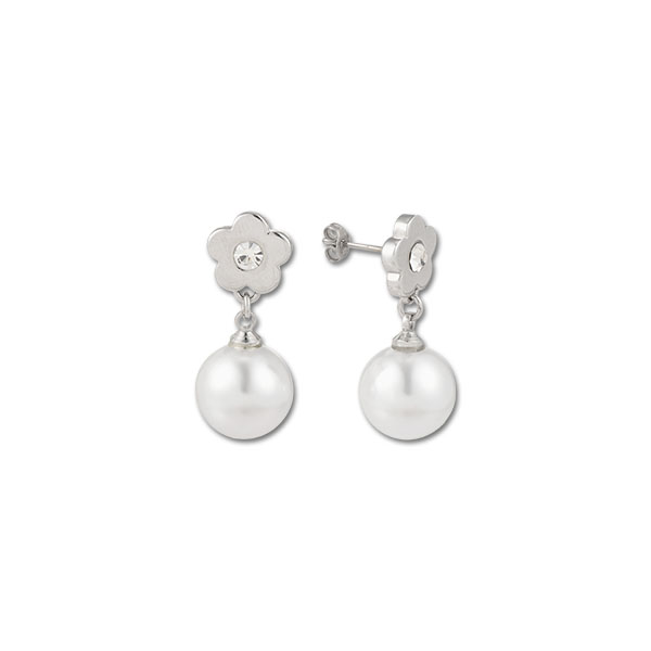 メタルデイジーパール ピアス（シルバー）