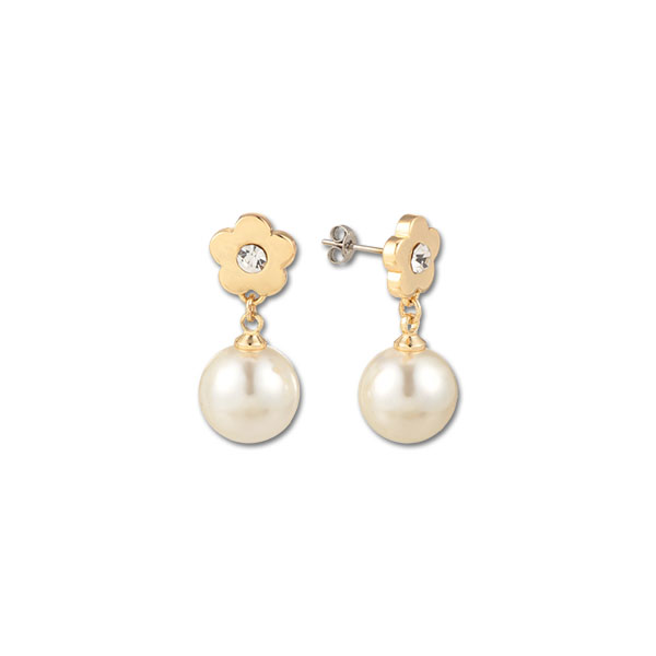 メタルデイジーパール ピアス（ゴールド）