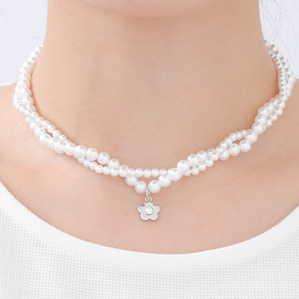 メタルデイジーパール ネックレス(シルバー)