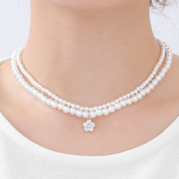 メタルデイジーパール ネックレス(シルバー)