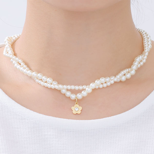 メタルデイジーパール ネックレス(ゴールド)