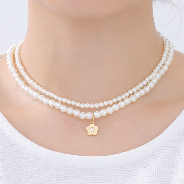 メタルデイジーパール ネックレス(ゴールド)