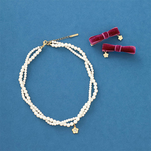 メタルデイジーパール ネックレス(ゴールド)