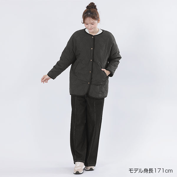 リバーシブル キルト ブルゾン(ブラック)