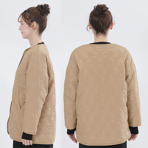 リバーシブル キルト ブルゾン(ベージュ)