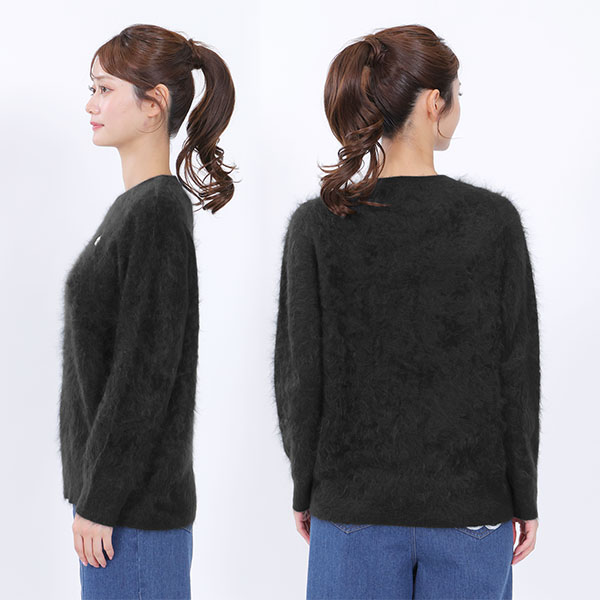 カシミヤシャギーニット プルオーバー(ブラック)