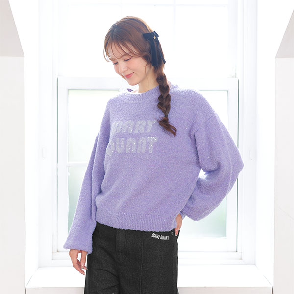 スパンコールニット プルオーバー（パープル）