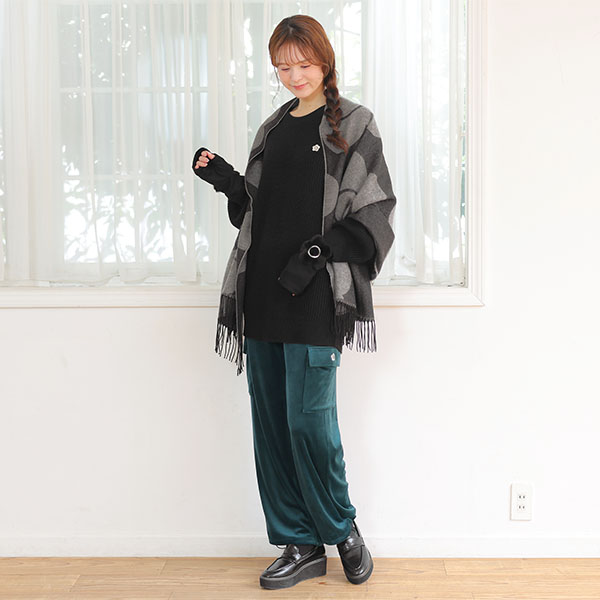 ビッグデイジー ストール（チャコールグレー）