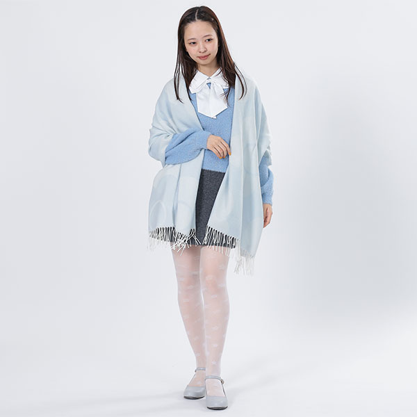 ビッグデイジー ストール（ライトブルー）