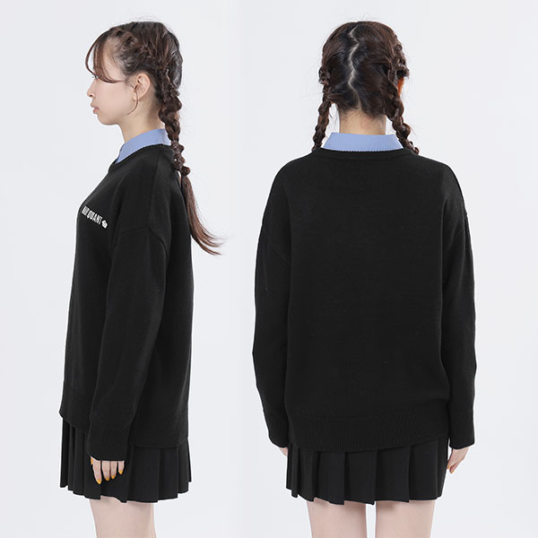 ミドルゲージニット プルオーバー（ブラック）