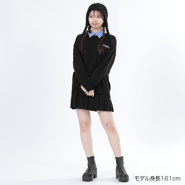 ミドルゲージニット プルオーバー（ブラック）