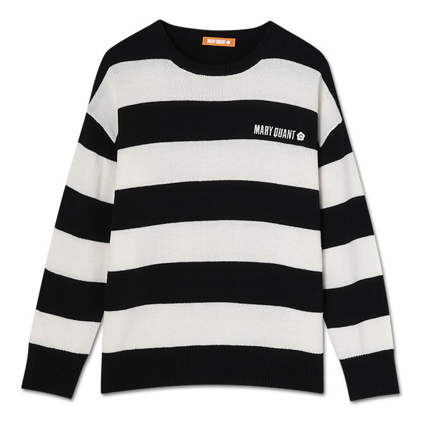 ミドルゲージニット プルオーバー（ブラック×ホワイト）