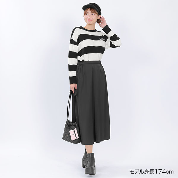 ミドルゲージニット プルオーバー（ブラック×ホワイト）