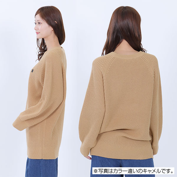 畦編みイージーニット プルオーバー（ブラック）