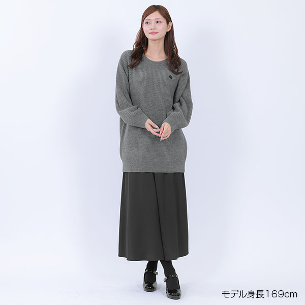 畦編みイージーニット プルオーバー(グレー)