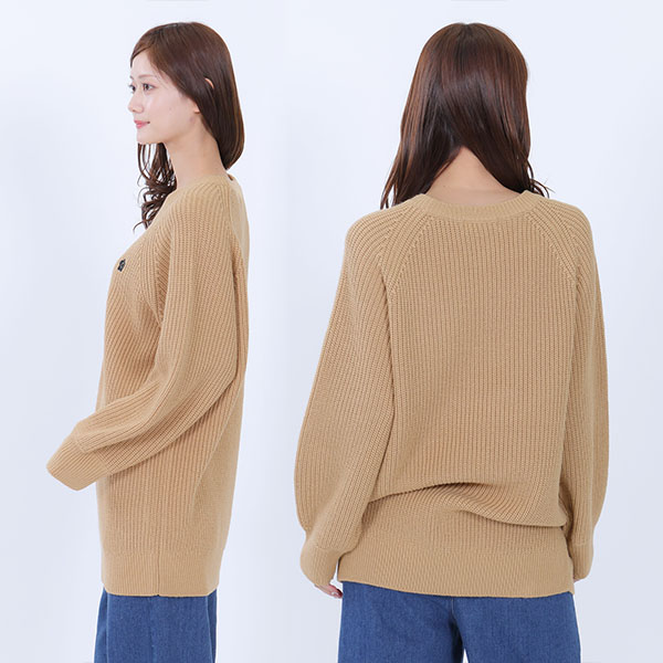 畦編みイージーニット プルオーバー（キャメル）
