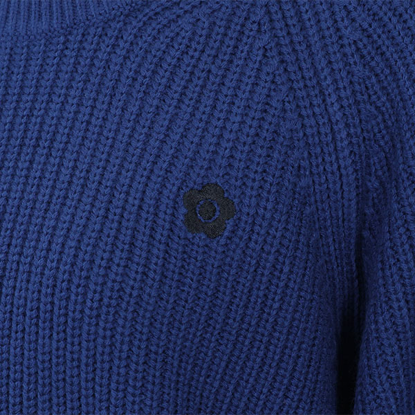 畦編みイージーニット プルオーバー（ネイビー）