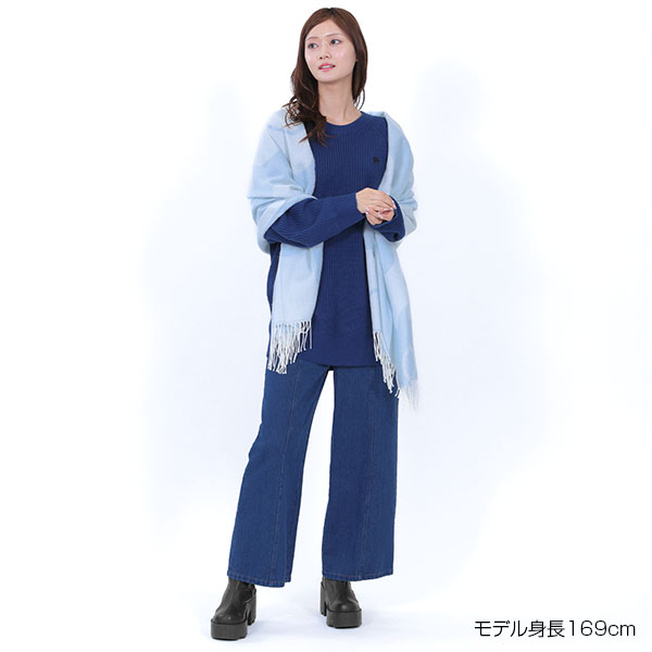 畦編みイージーニット プルオーバー（ネイビー）