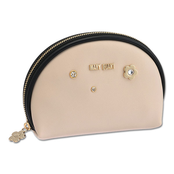 メタルビジュー ラウンドポーチ（ベージュ）