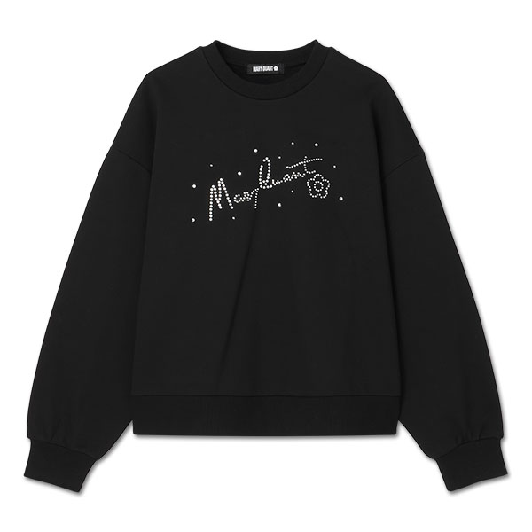 ラインストーンスウェット プルオーバー（ブラック）