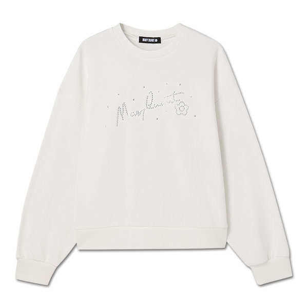 ラインストーンスウェット プルオーバー（ホワイト）