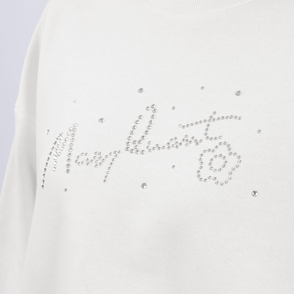 ラインストーンスウェット プルオーバー（ホワイト）