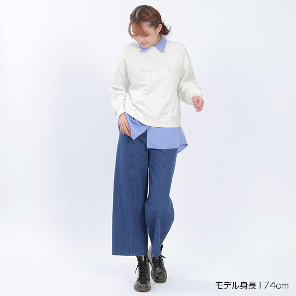 ラインストーンスウェット プルオーバー（ホワイト）