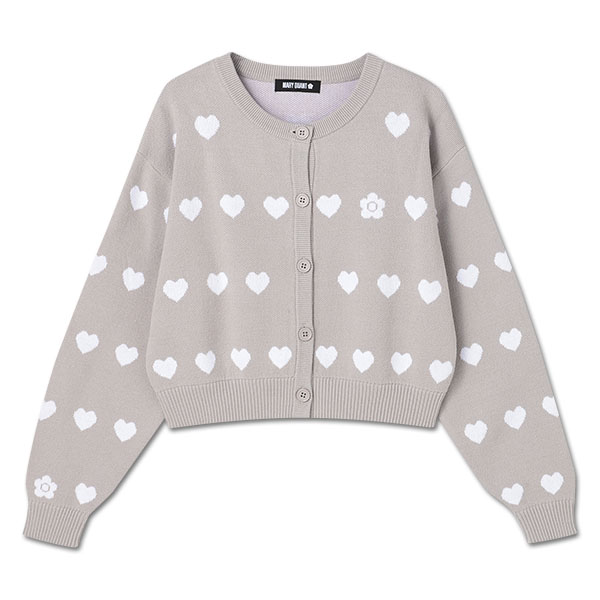 ラインハートニット カーディガン（グレー）