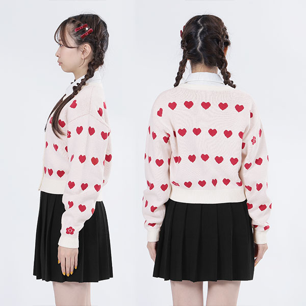 ラインハートニット カーディガン（アイボリー）