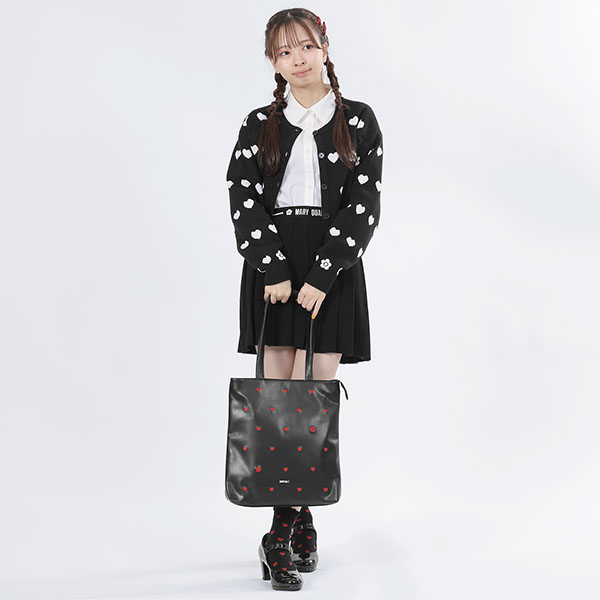 ハート刺繍 トート（ブラック）