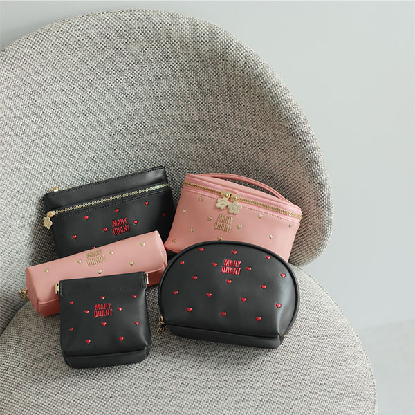 ハートフロート ラウンドポーチL（ブラック）