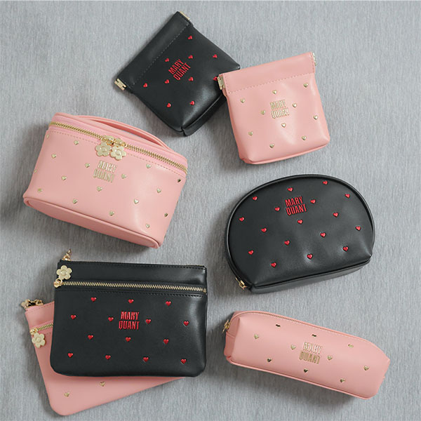 ハートフロート 2ファスナーポーチ（ピンク）