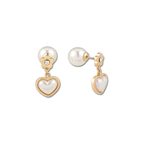 ハートパール ピアス（ゴールド）