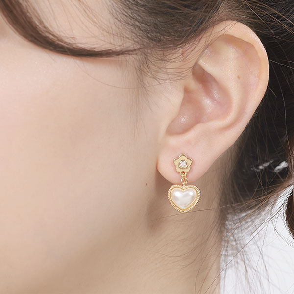 ハートパール ピアス（ゴールド）