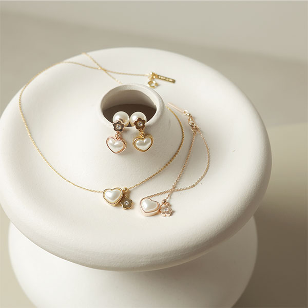 ハートパール ピアス（ピンクゴールド）