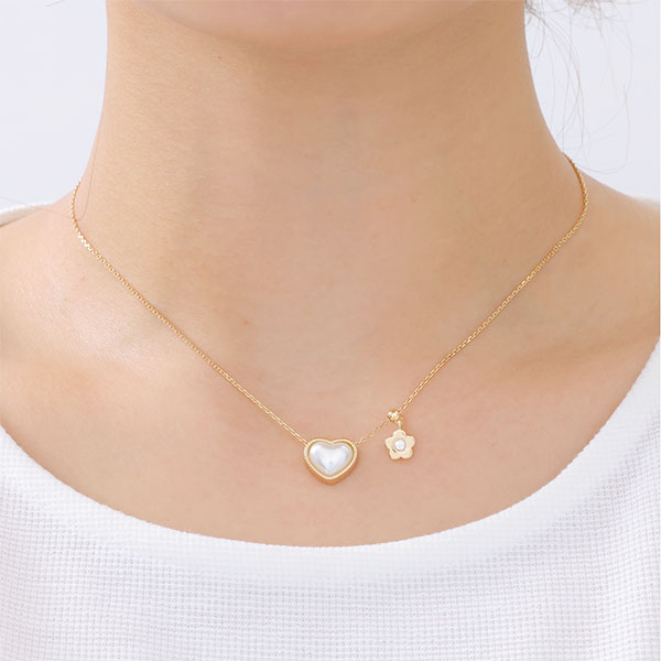 ハートパール ネックレス（ゴールド）