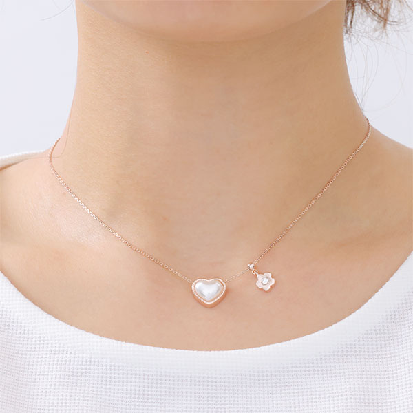 ハートパール ネックレス（ピンクゴールド）